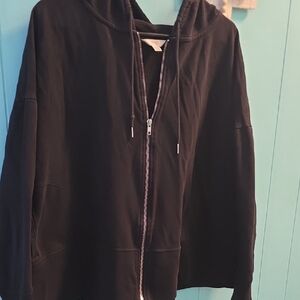 Side Slit Terra & Sky Black Zip-Up Jacket